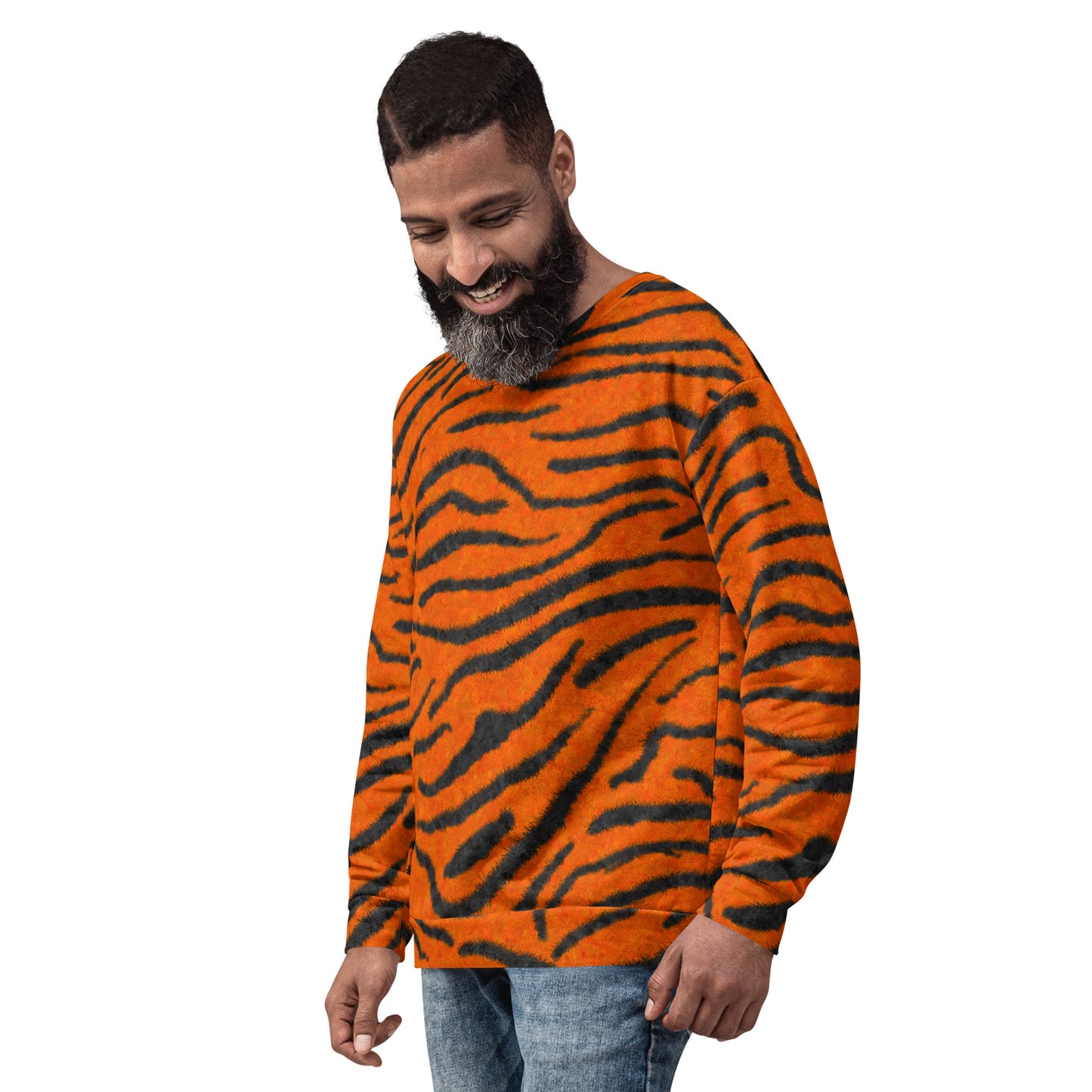 Fuzzy Tiger Stripe Print Unisex Sweatshirt