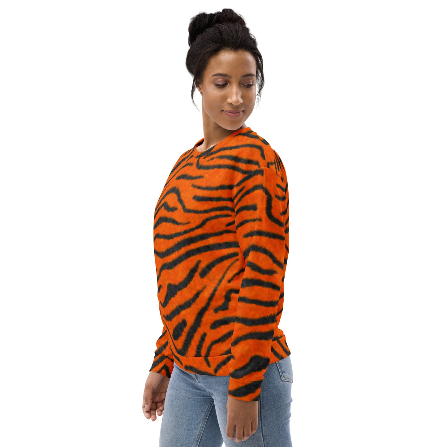 Fuzzy Tiger Stripe Print Unisex Sweatshirt