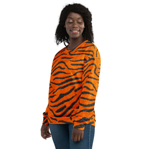Fuzzy Tiger Stripe Print Unisex Sweatshirt