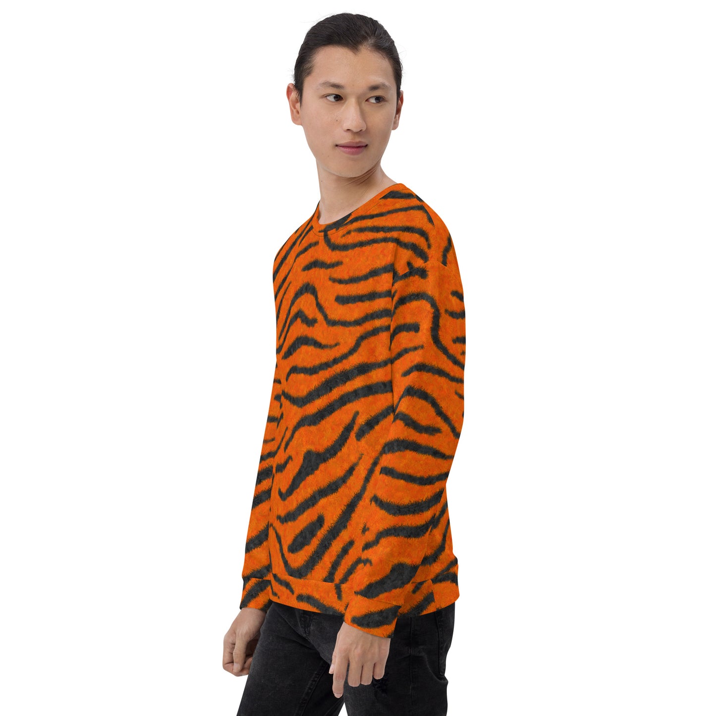 Fuzzy Tiger Stripe Print Unisex Sweatshirt