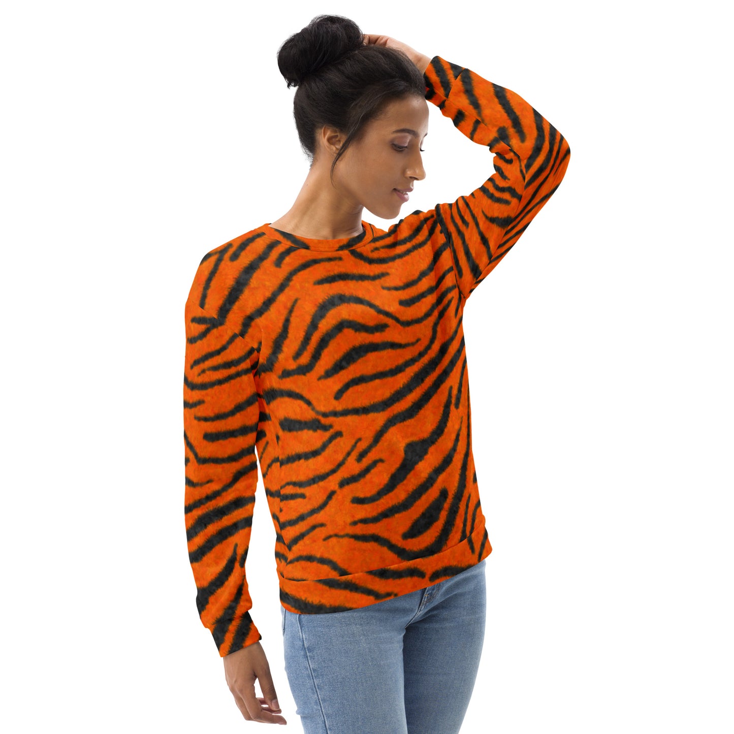 Fuzzy Tiger Stripe Print Unisex Sweatshirt