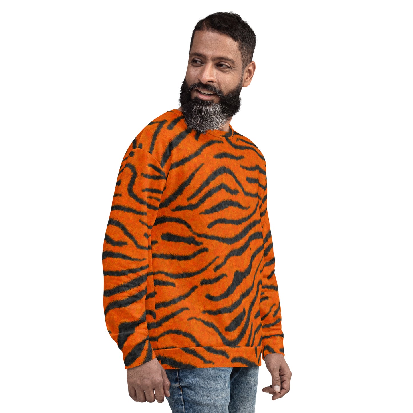 Fuzzy Tiger Stripe Print Unisex Sweatshirt