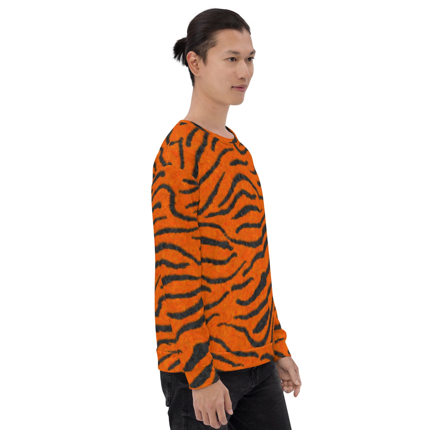 Fuzzy Tiger Stripe Print Unisex Sweatshirt