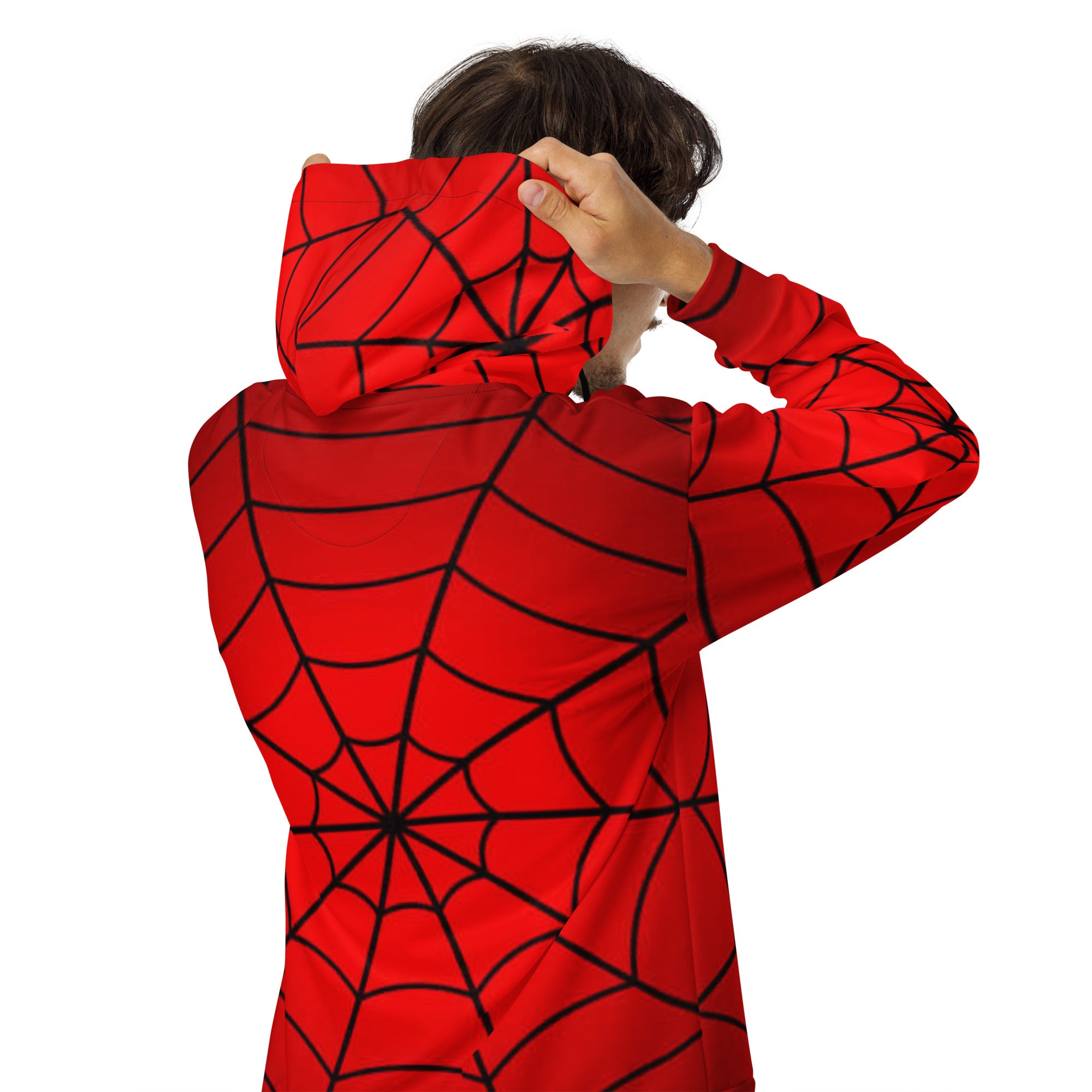 Crimson Spider Web Unisex Zip Hoodie