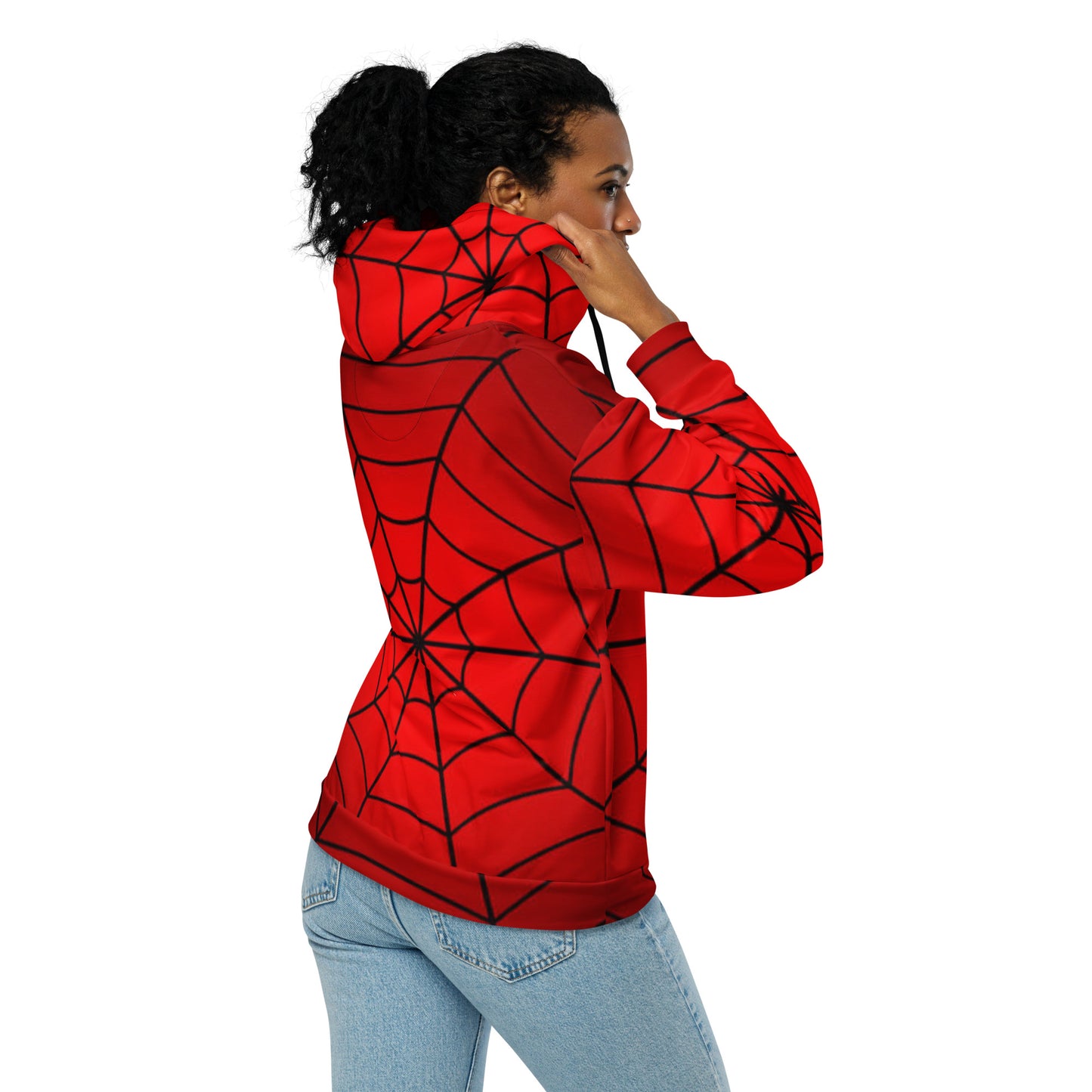 Crimson Spider Web Unisex Zip Hoodie