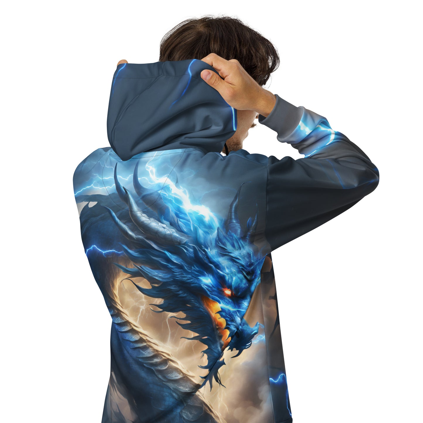 Blue Chinese Dragon Unisex Zip Hoodie