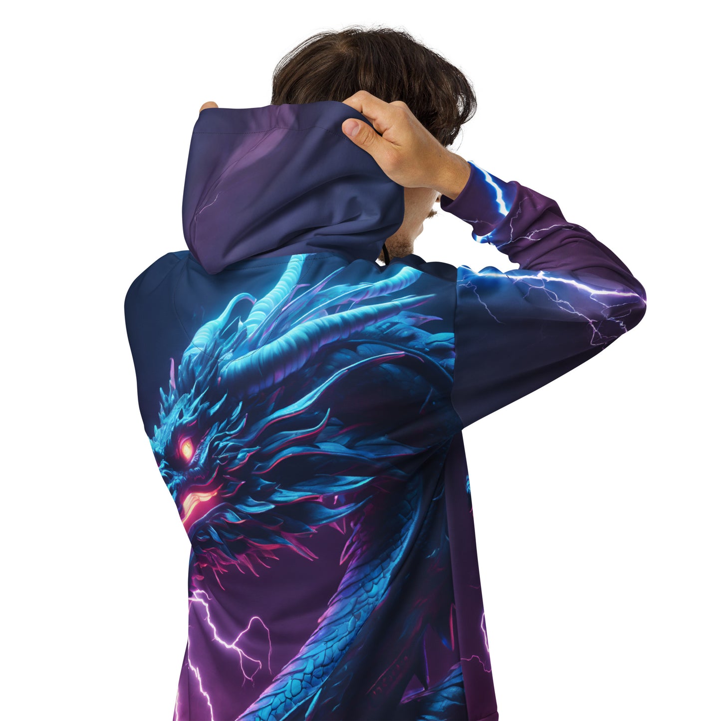 Neon Lightning Dragon Unisex Zip Hoodie