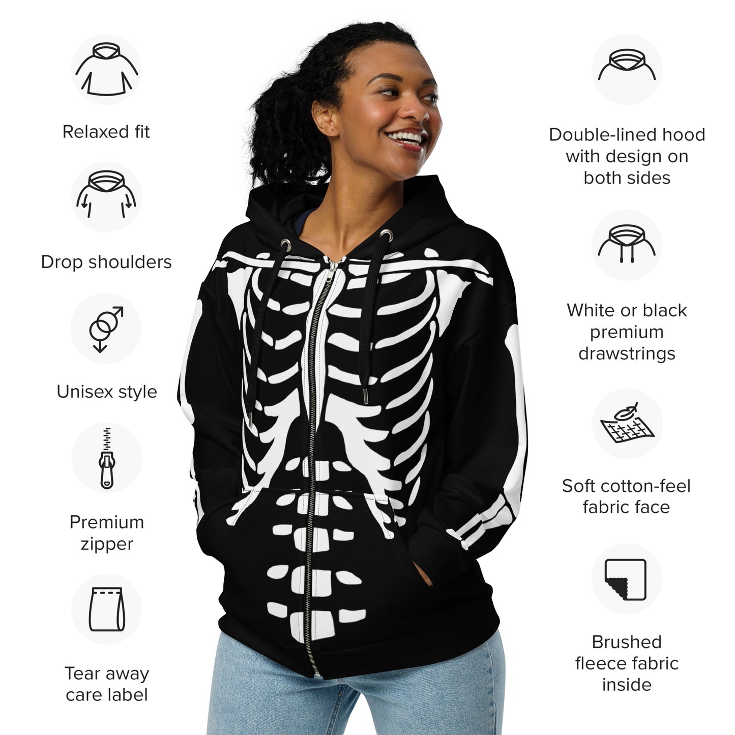 Mr Bones Unisex Zip Hoodie