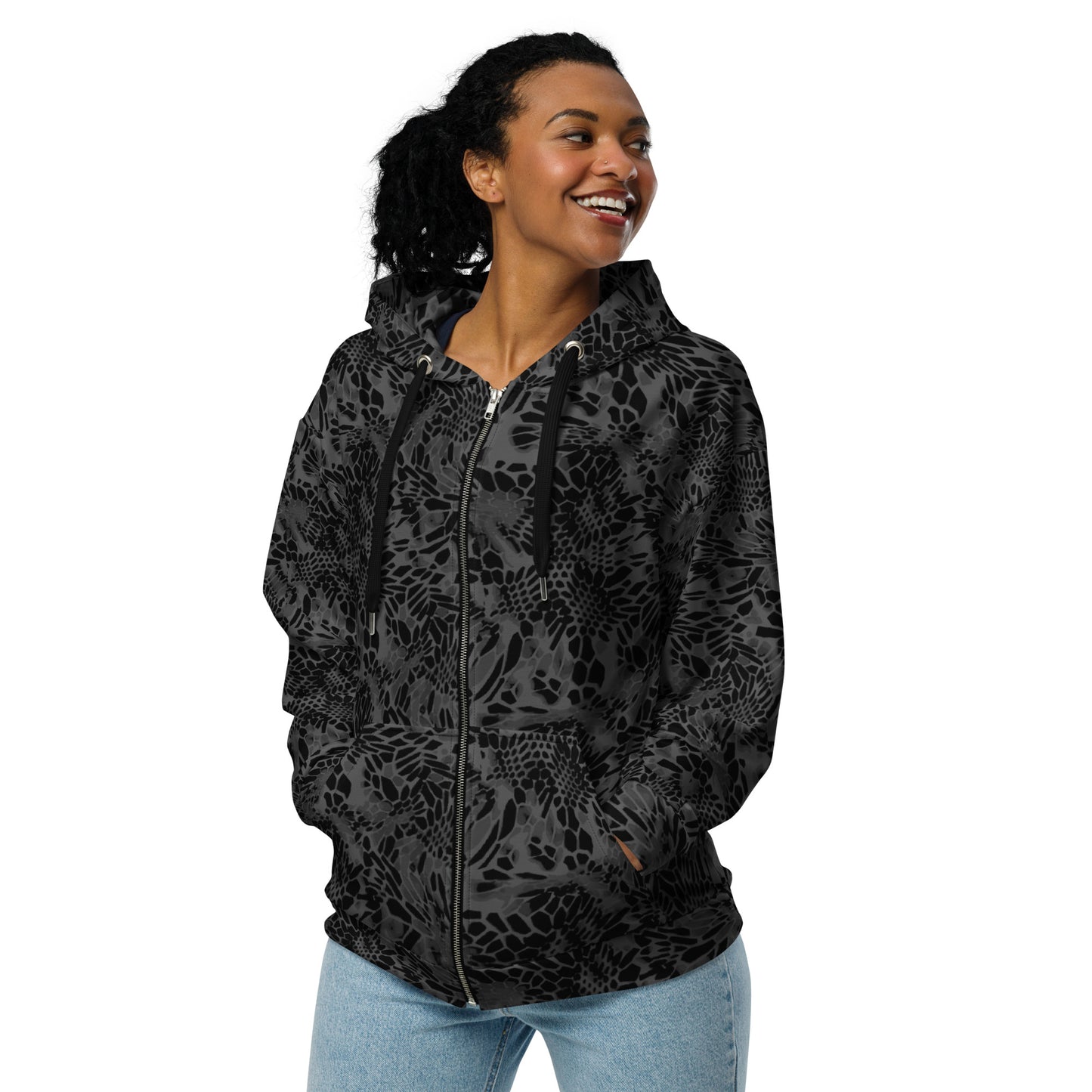 Black Snakeskin Camo Unisex Zip Hoodie