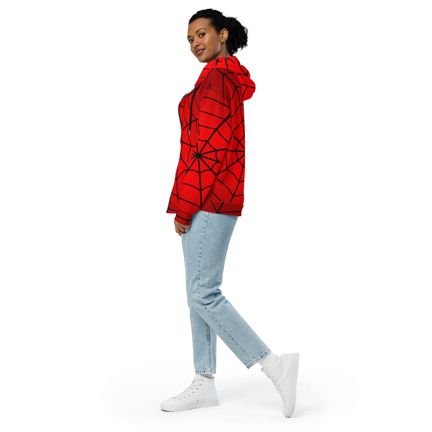 Crimson Spider Web Unisex Zip Hoodie