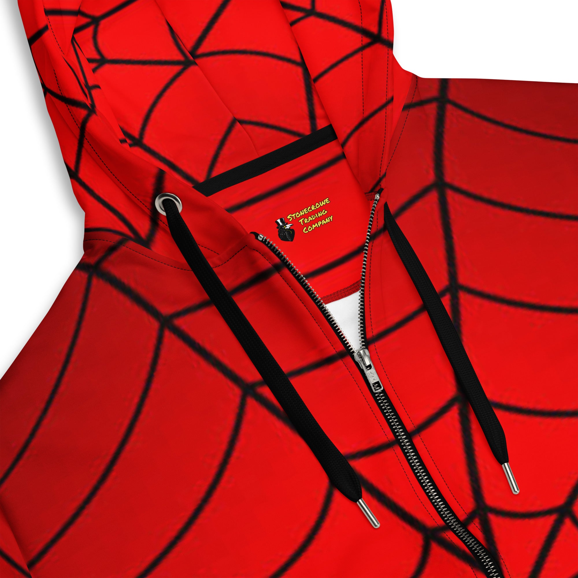 Crimson Spider Web Unisex Zip Hoodie