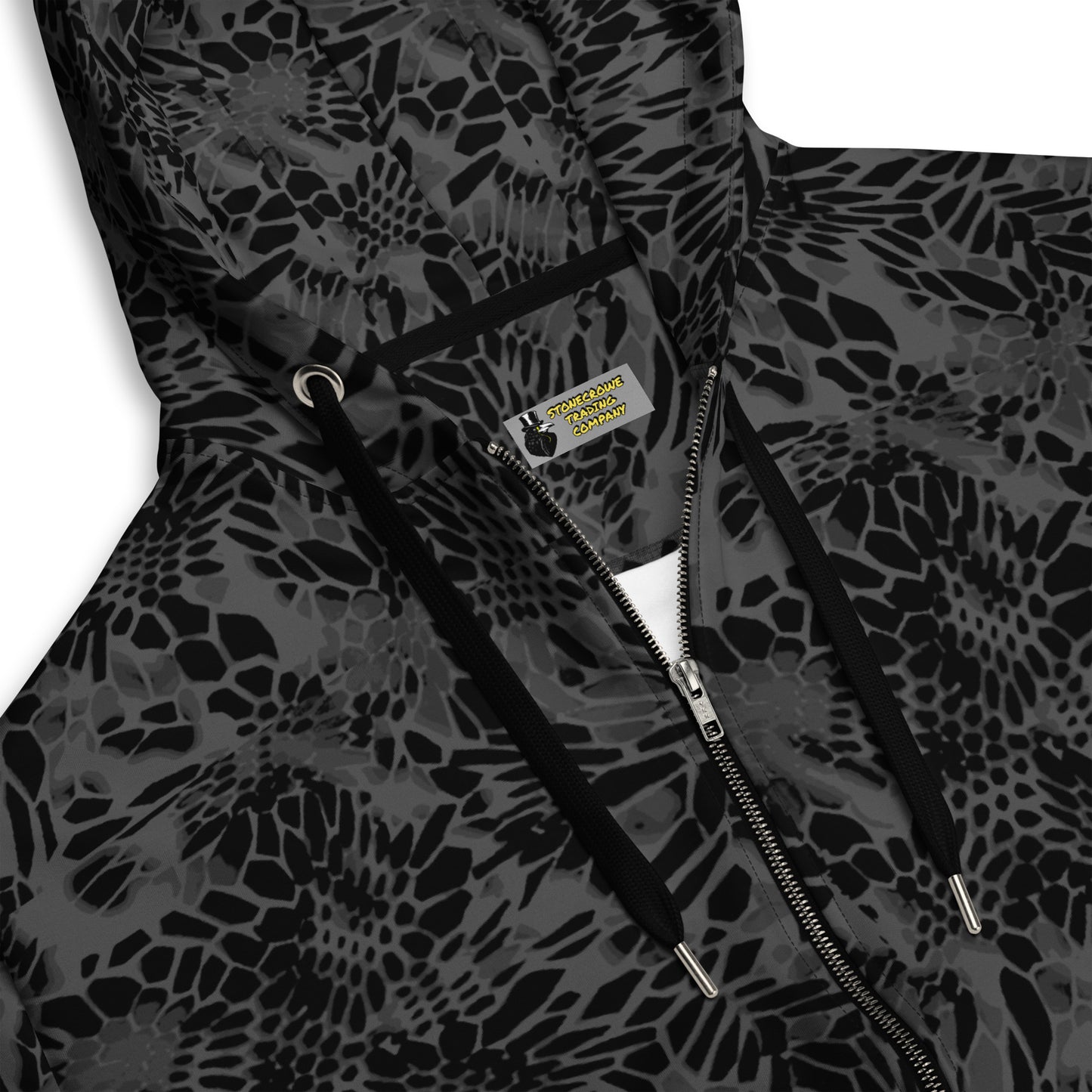 Black Snakeskin Camo Unisex Zip Hoodie