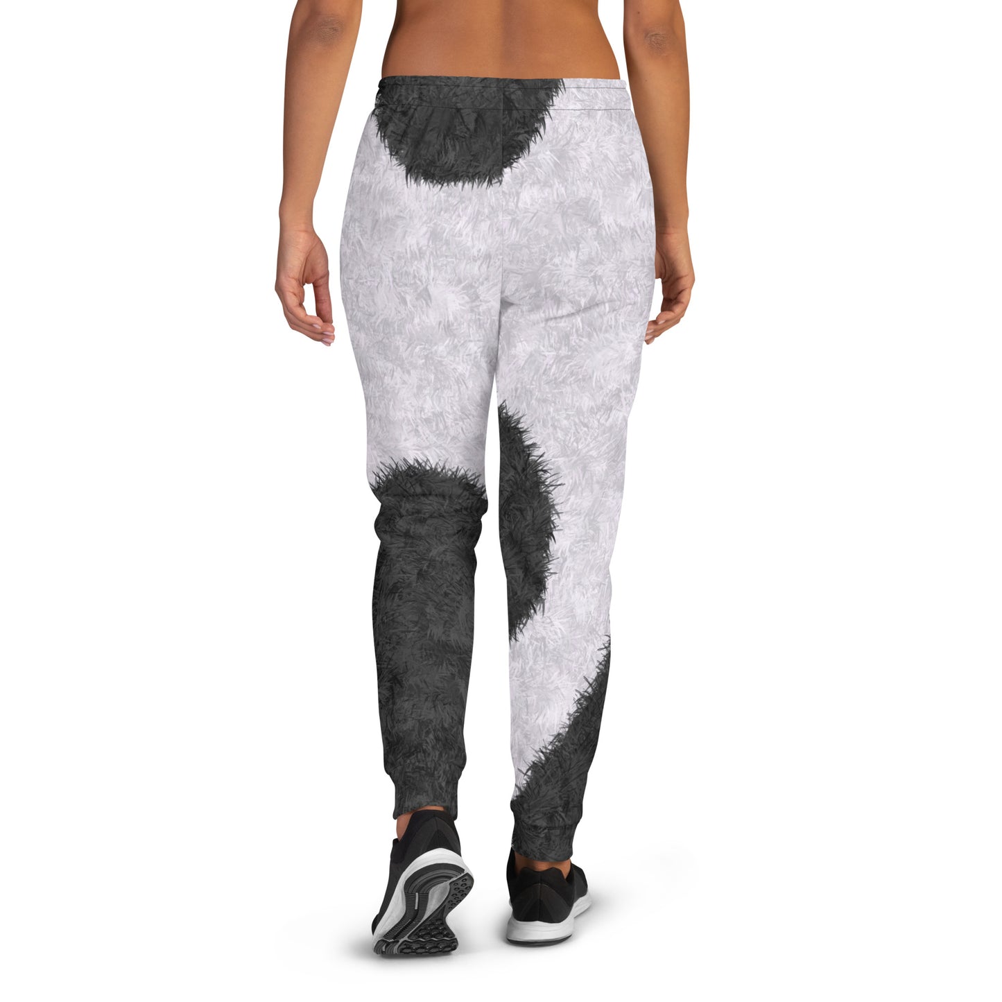 Black and White Fur Print Women's Slim Fit Joggers