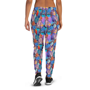 Colorful Feathers Print Women's Slim Fit Joggers