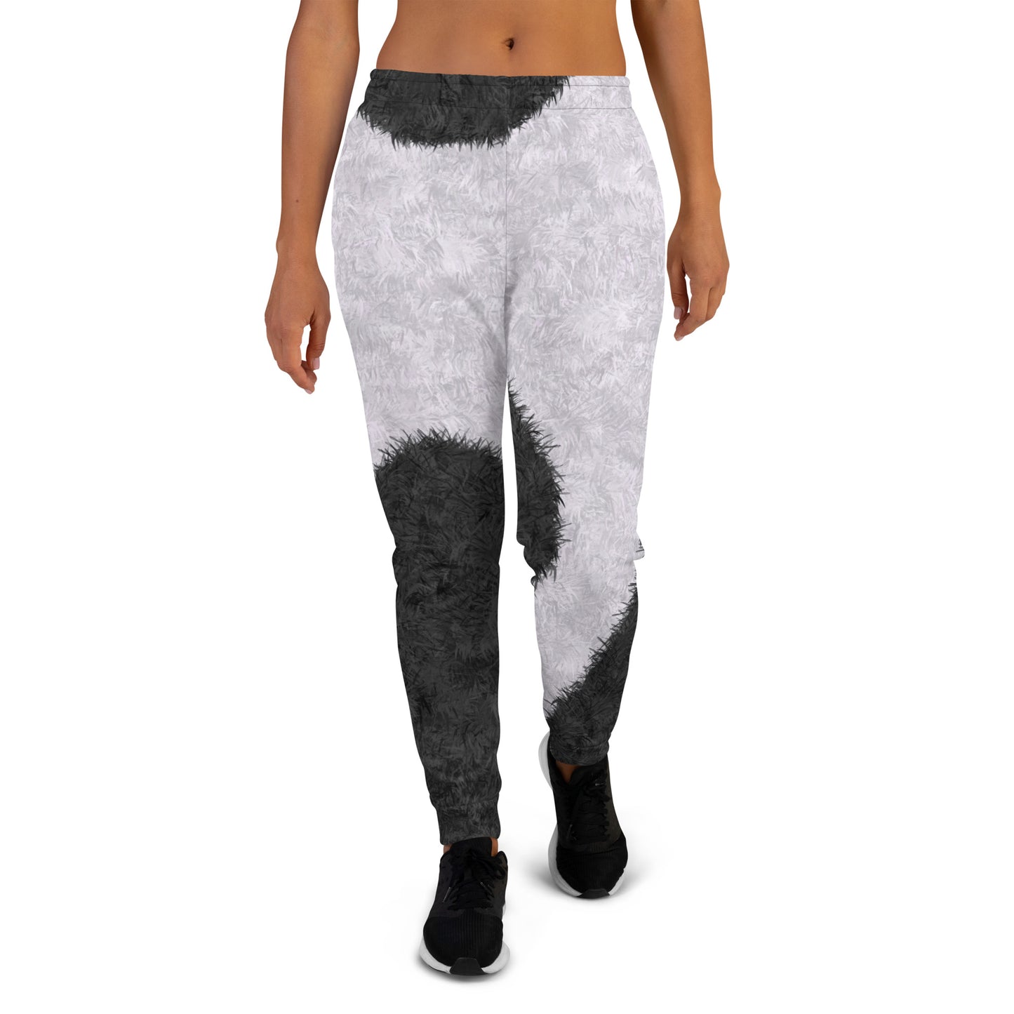 Black and White Fur Print Women's Slim Fit Joggers