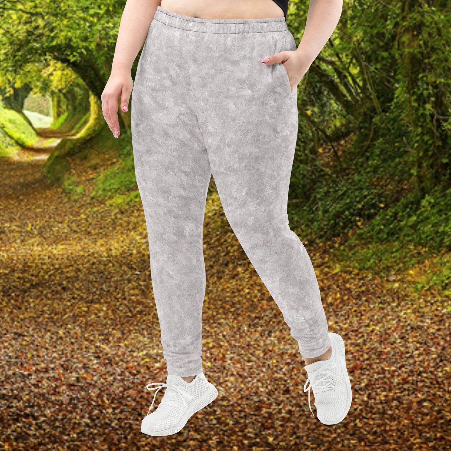 White Fur Print Women's Slim Fit Joggers