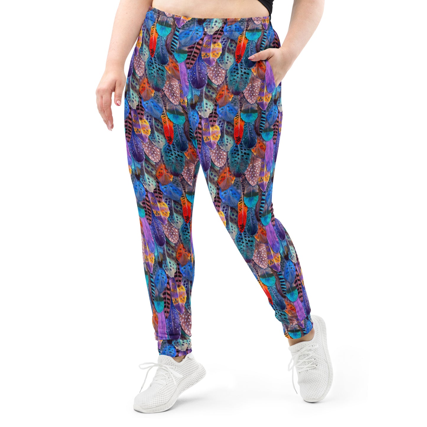 Colorful Feathers Print Women's Slim Fit Joggers