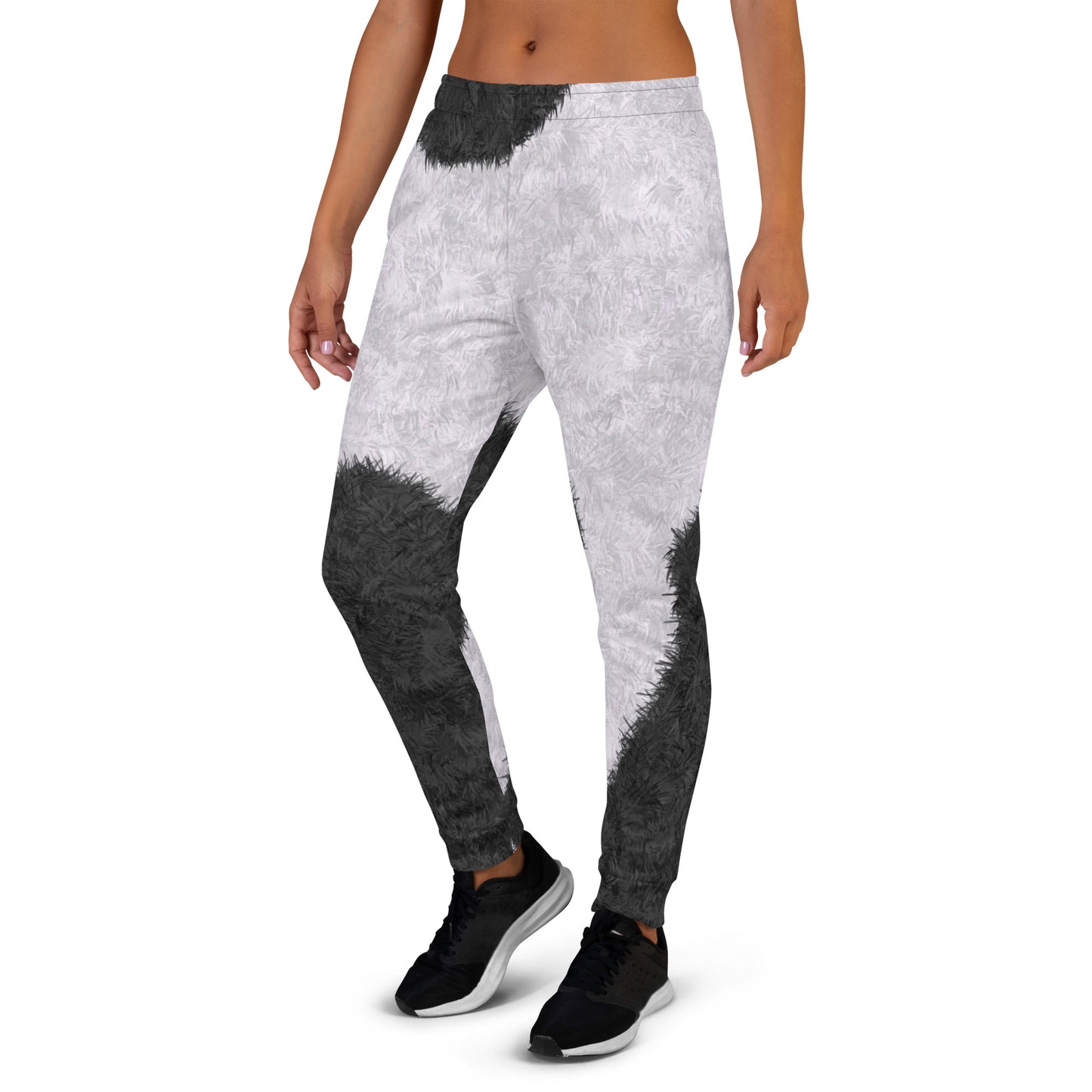 Black and White Fur Print Women's Slim Fit Joggers