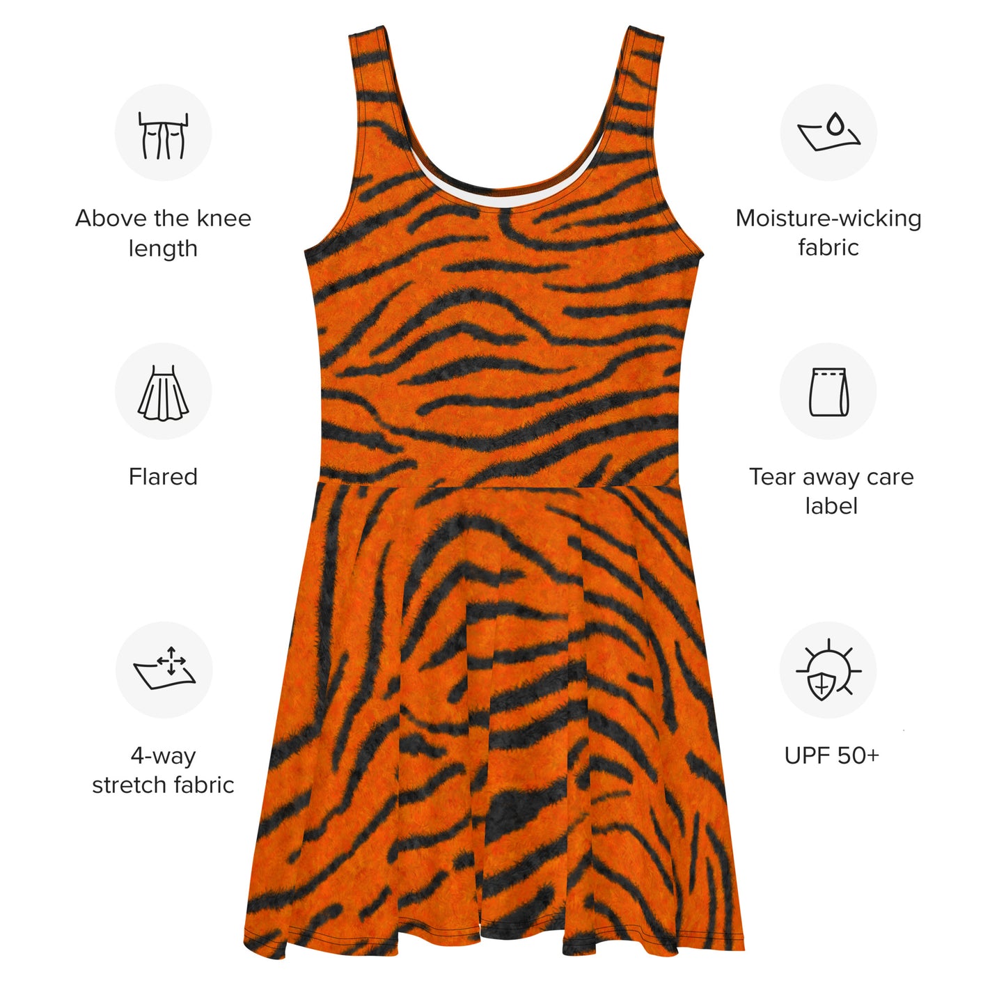 Fuzzy Tiger Stripe Print Skater Dress