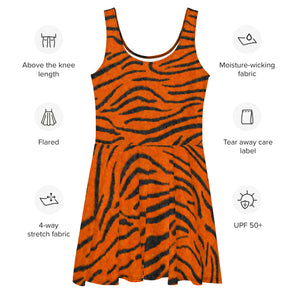 Fuzzy Tiger Stripe Print Skater Dress