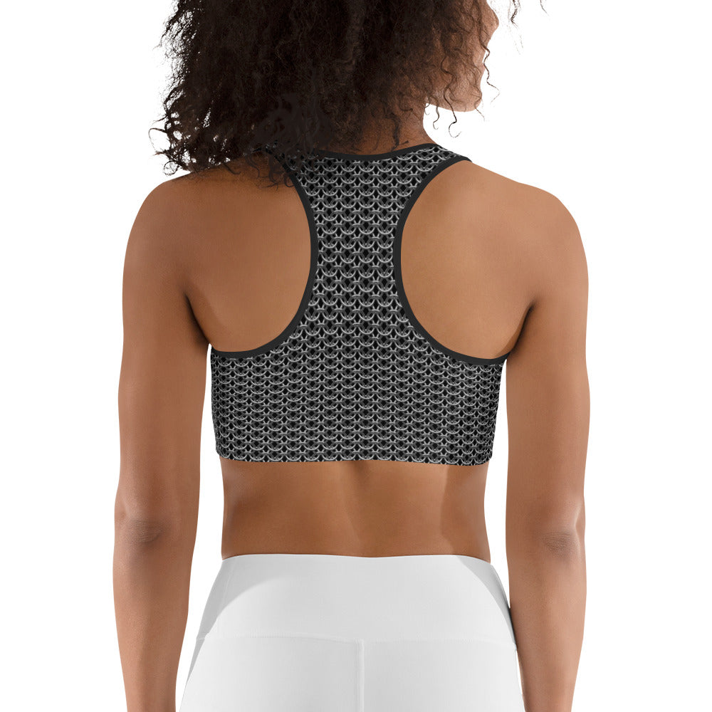 Chain Mail Print Sports Bra