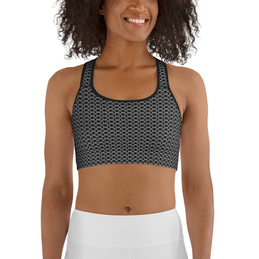 Chain Mail Print Sports Bra