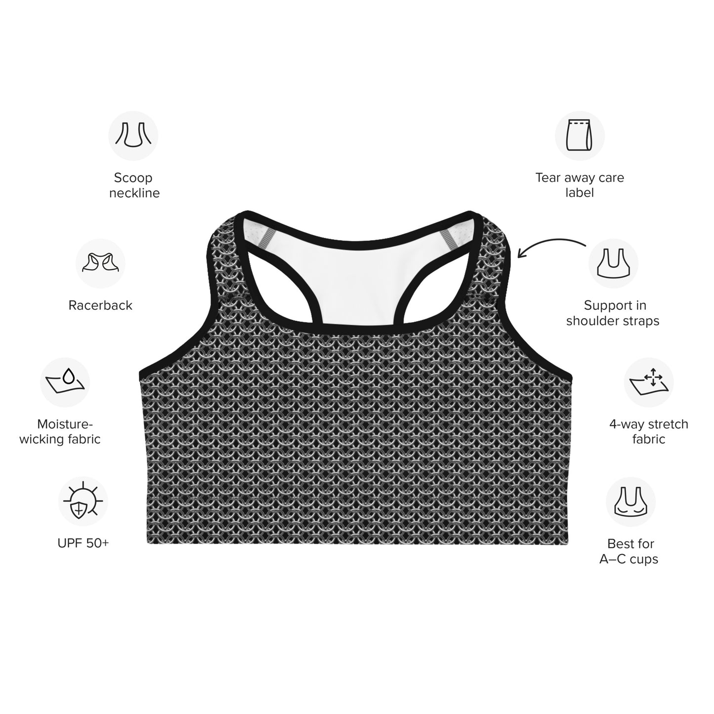 Chain Mail Print Sports Bra