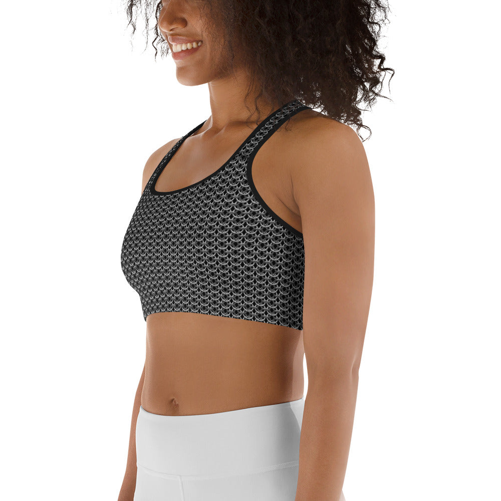 Chain Mail Print Sports Bra