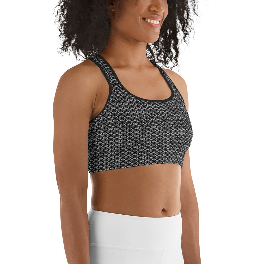 Chain Mail Print Sports Bra