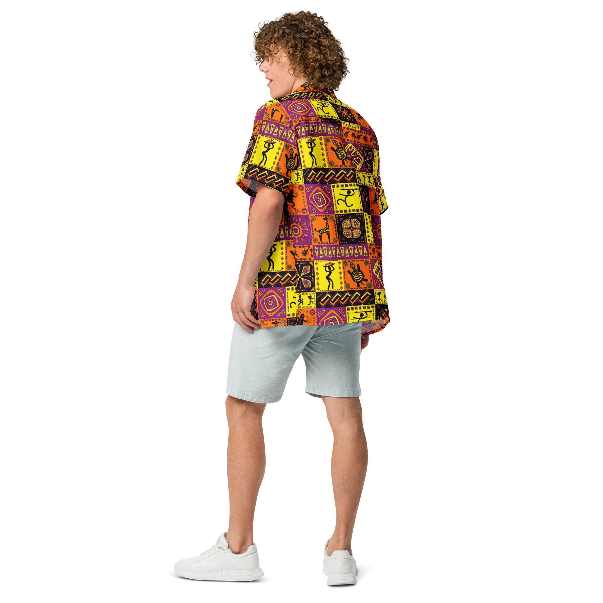 African Tribal Tile Unisex Button Shirt