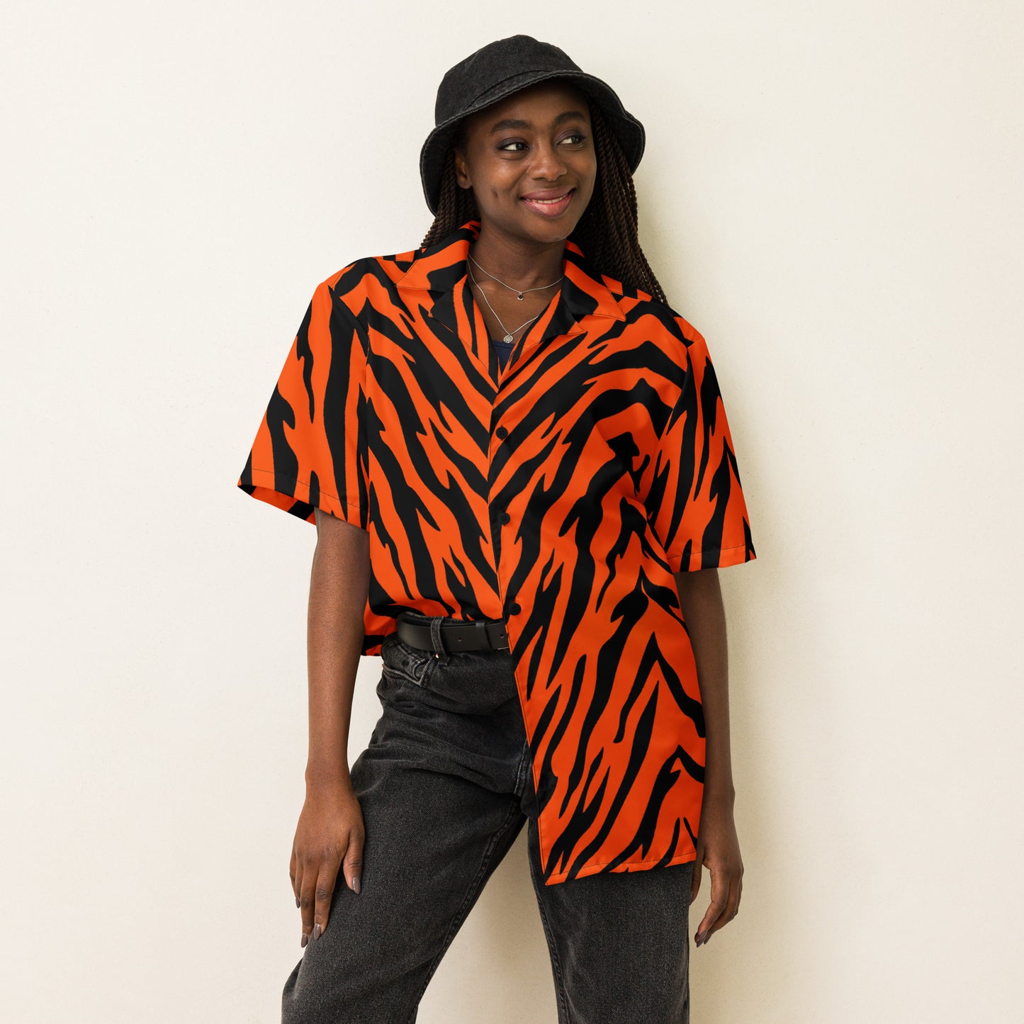 Bengal Tiger Stripe Unisex Button Shirt