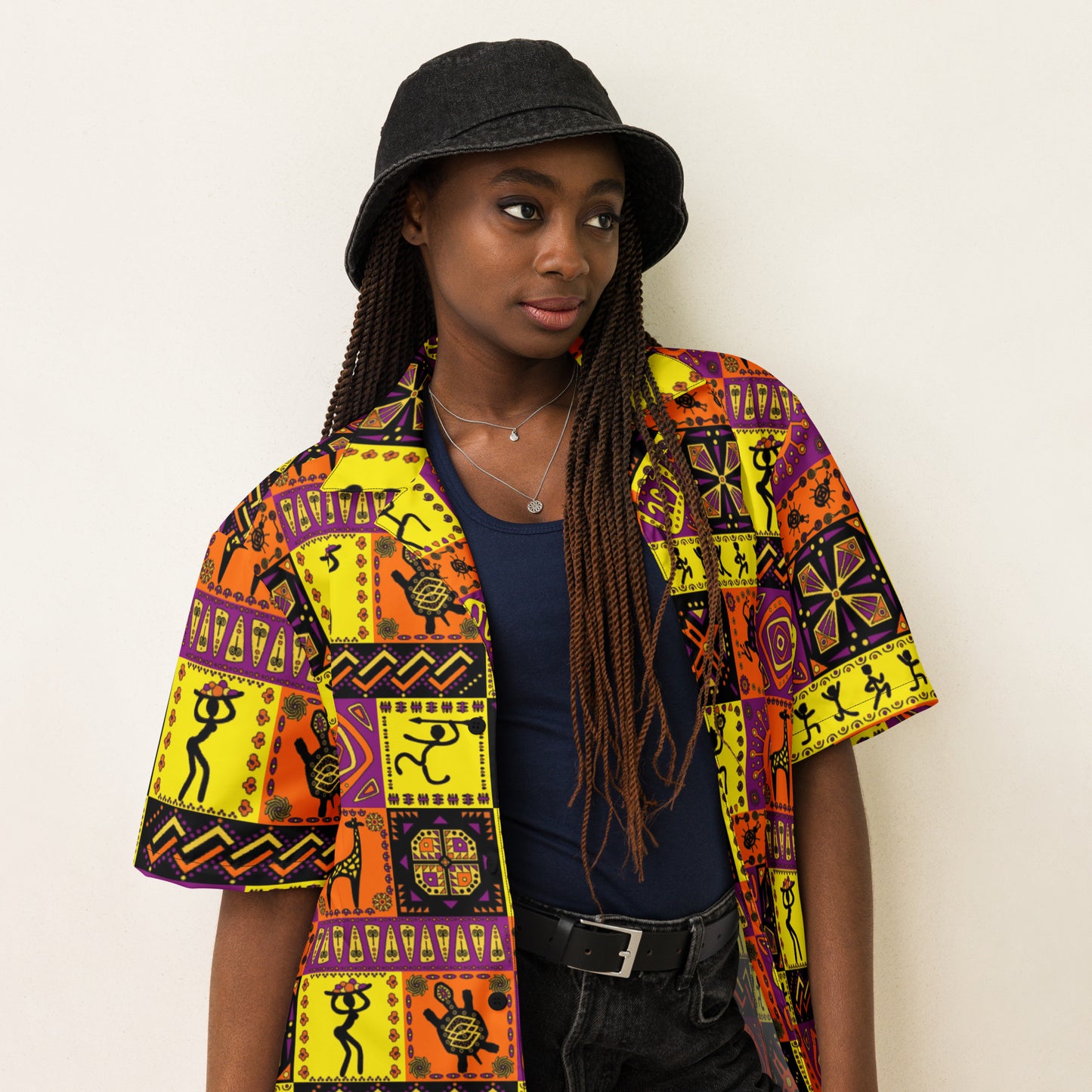 African Tribal Tile Unisex Button Shirt