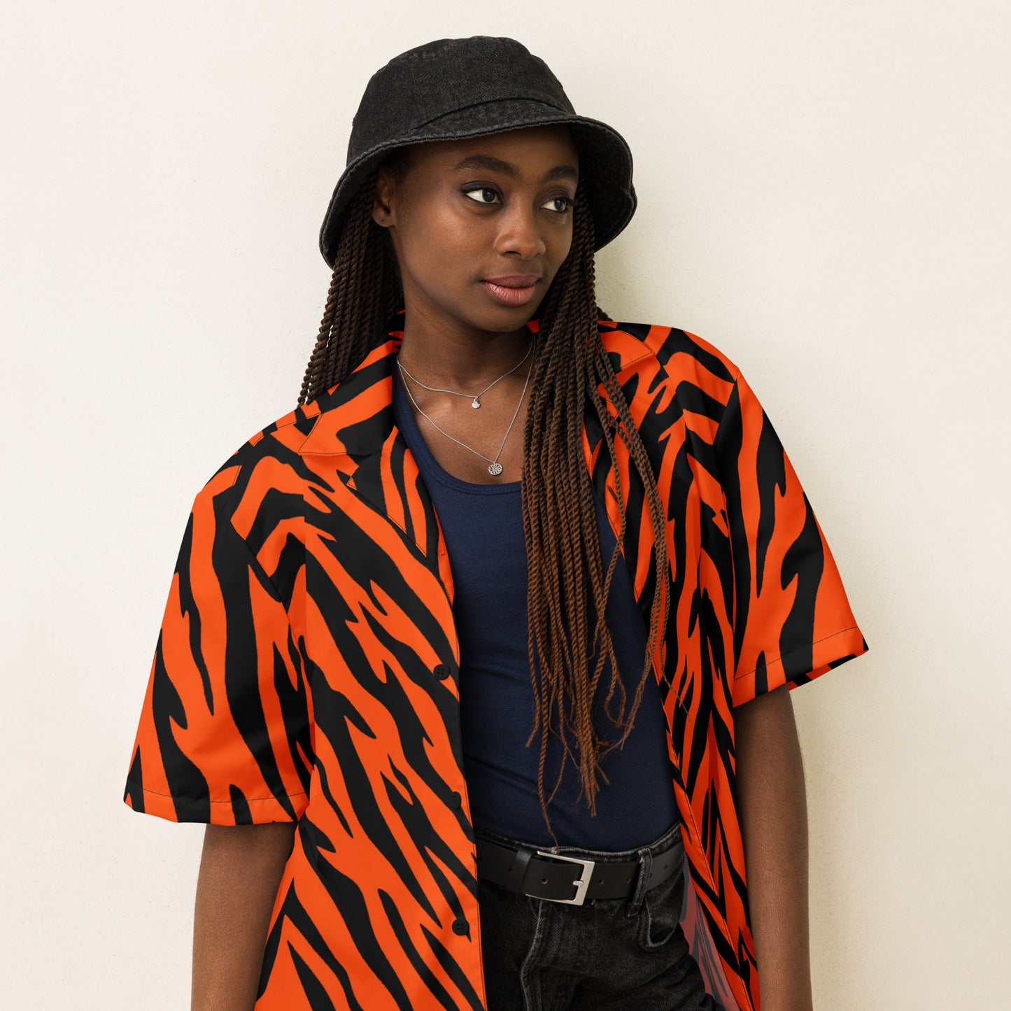 Bengal Tiger Stripe Unisex Button Shirt