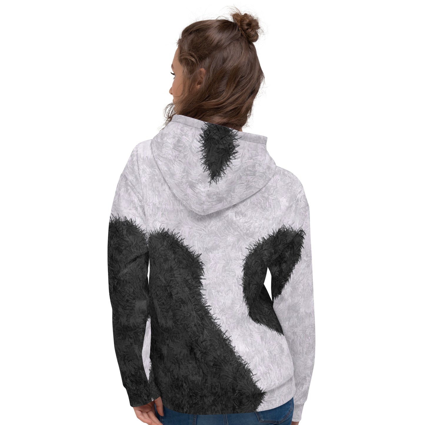 Black and White Fur Print Unisex Hoodie