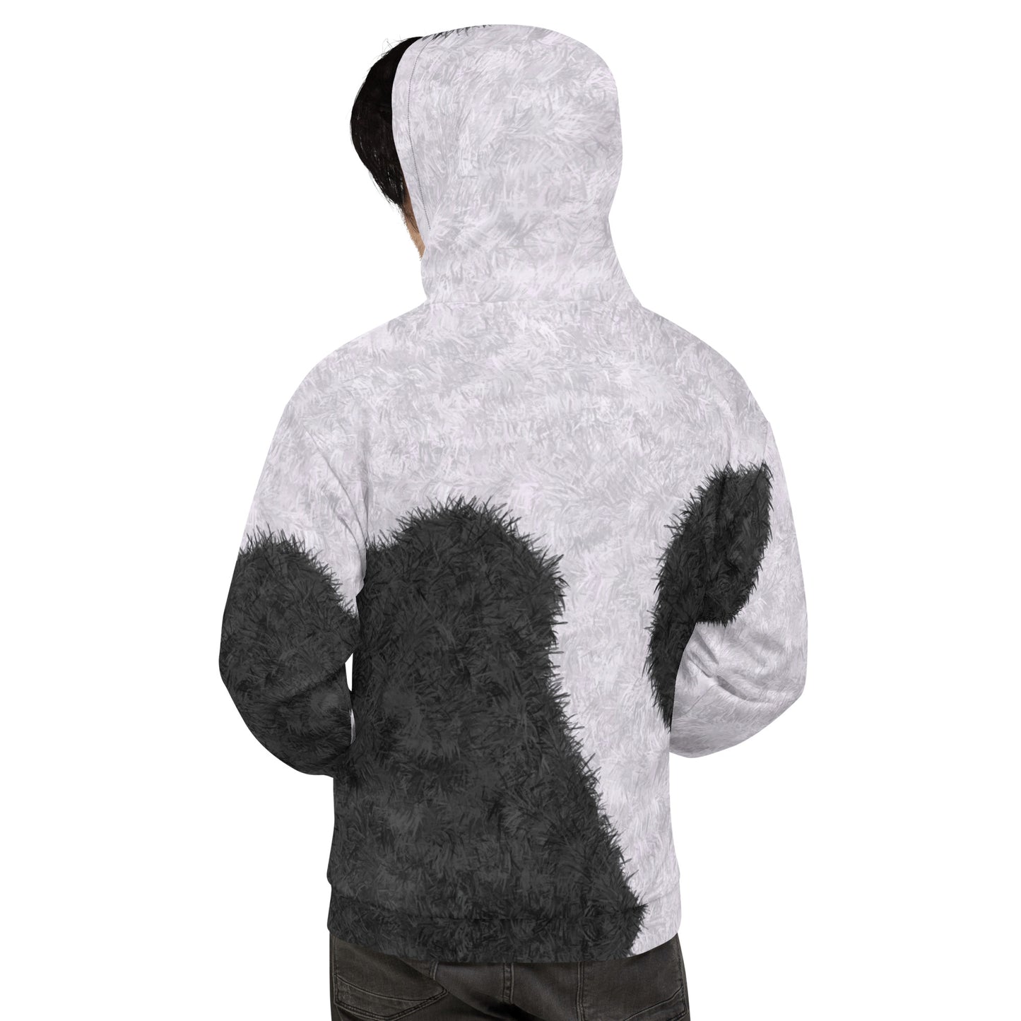 Black and White Fur Print Unisex Hoodie