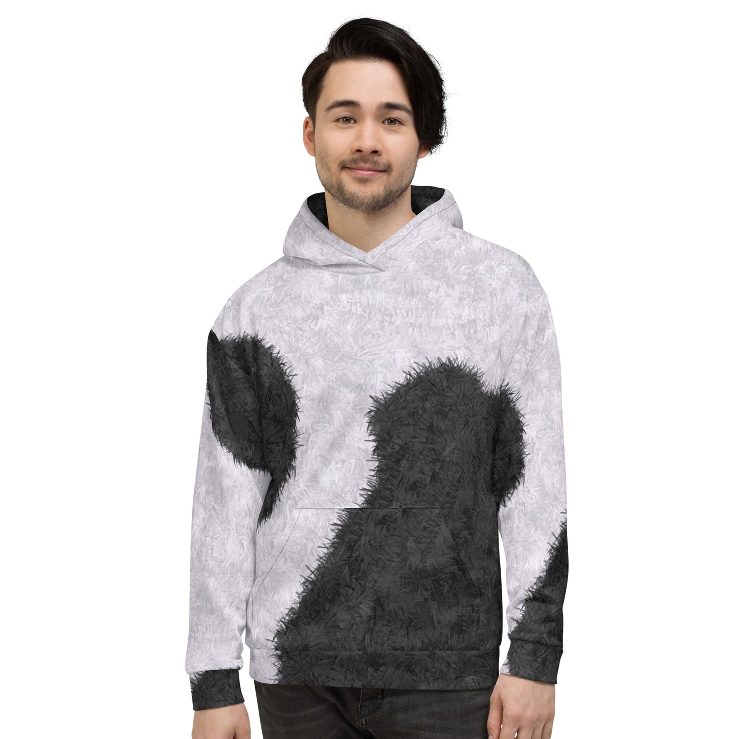 Black and White Fur Print Unisex Hoodie