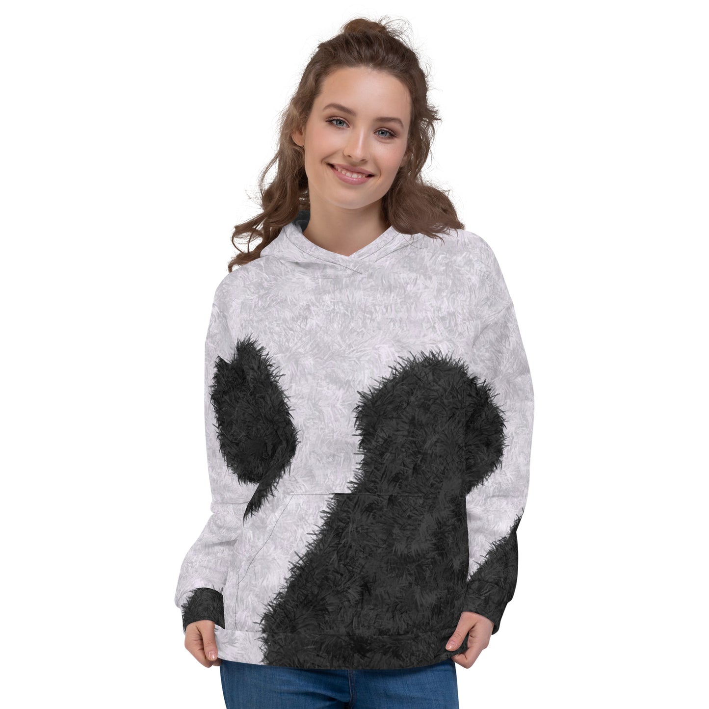 Black and White Fur Print Unisex Hoodie