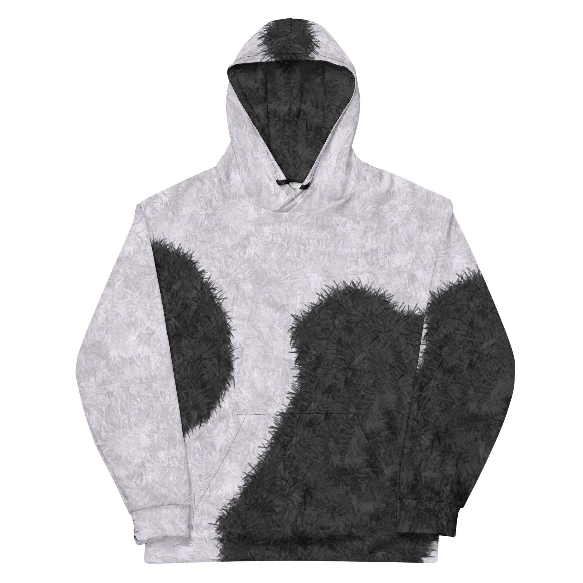 Black and White Fur Print Unisex Hoodie