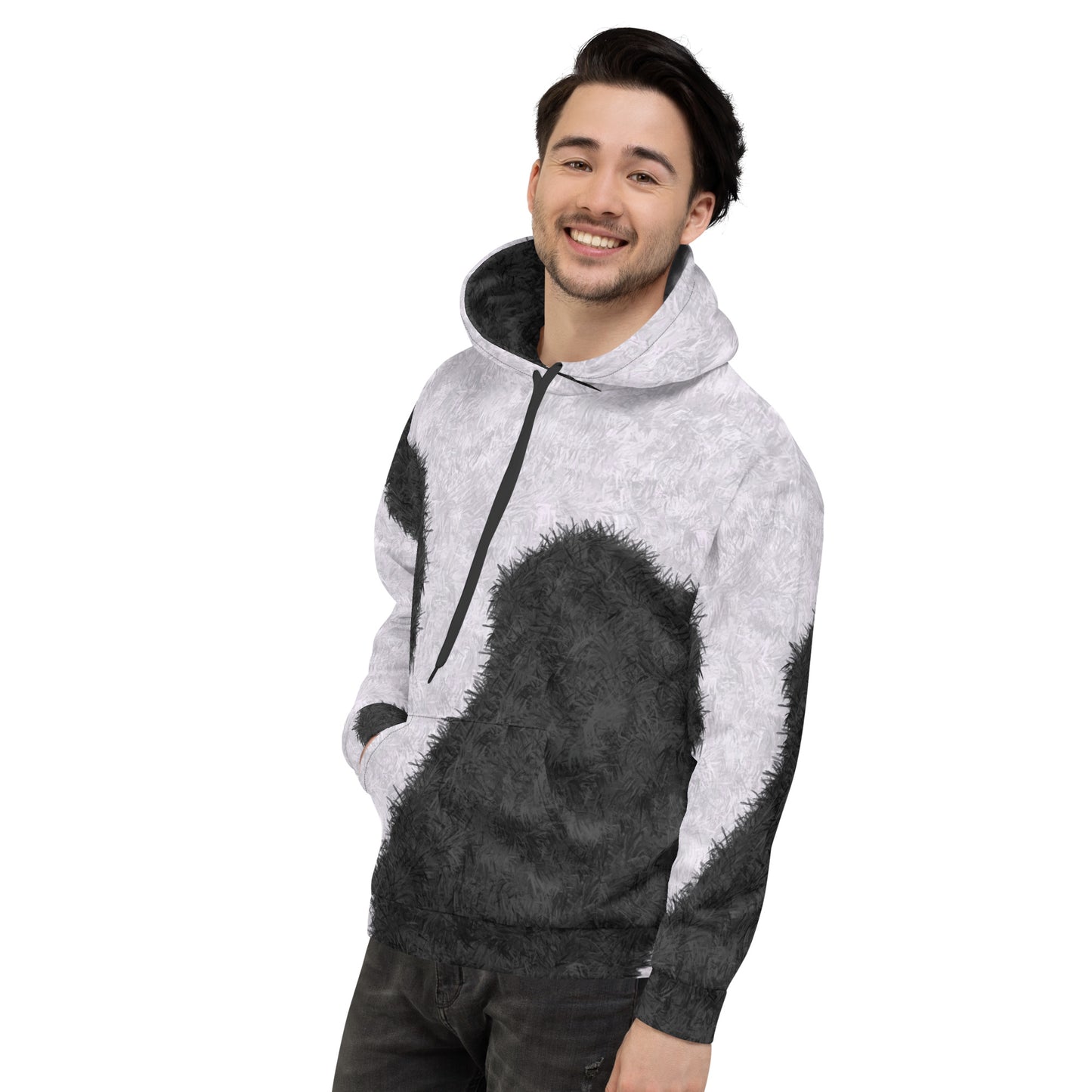 Black and White Fur Print Unisex Hoodie