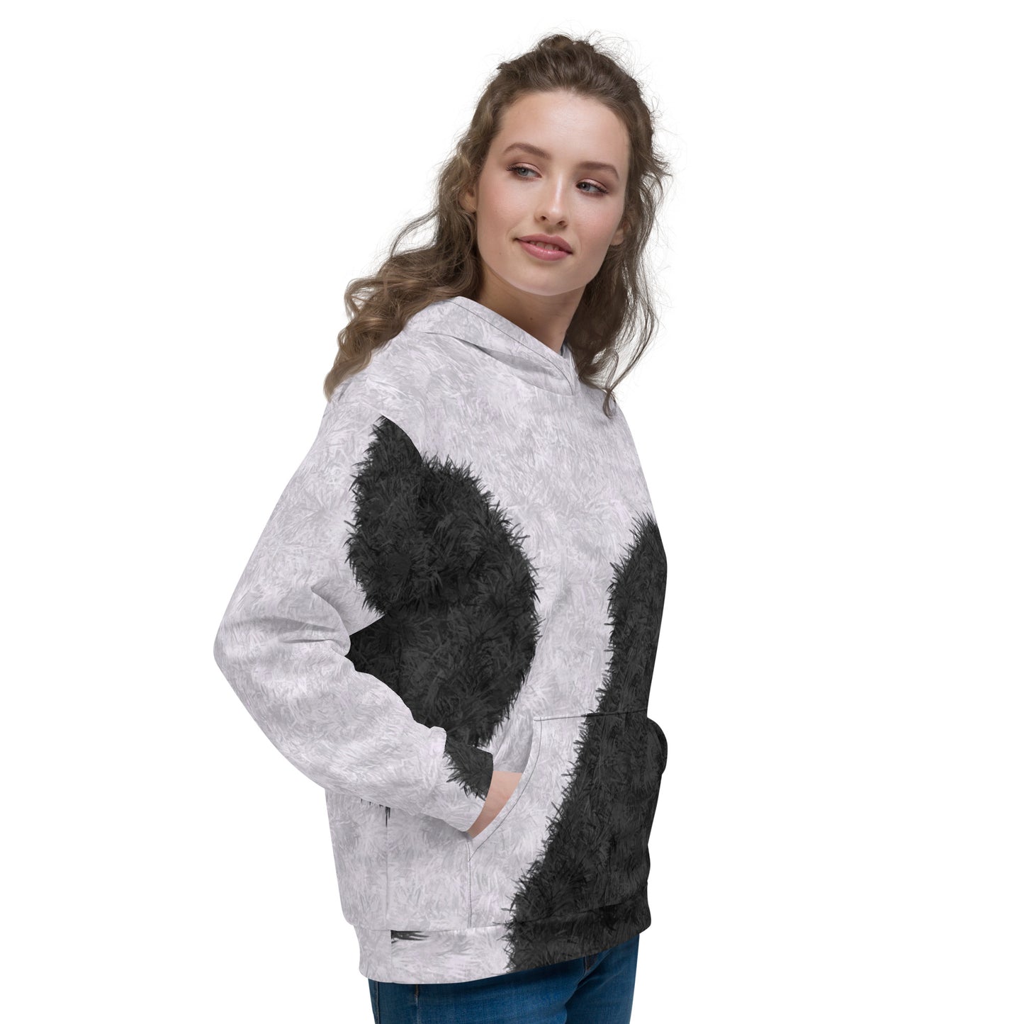 Black and White Fur Print Unisex Hoodie