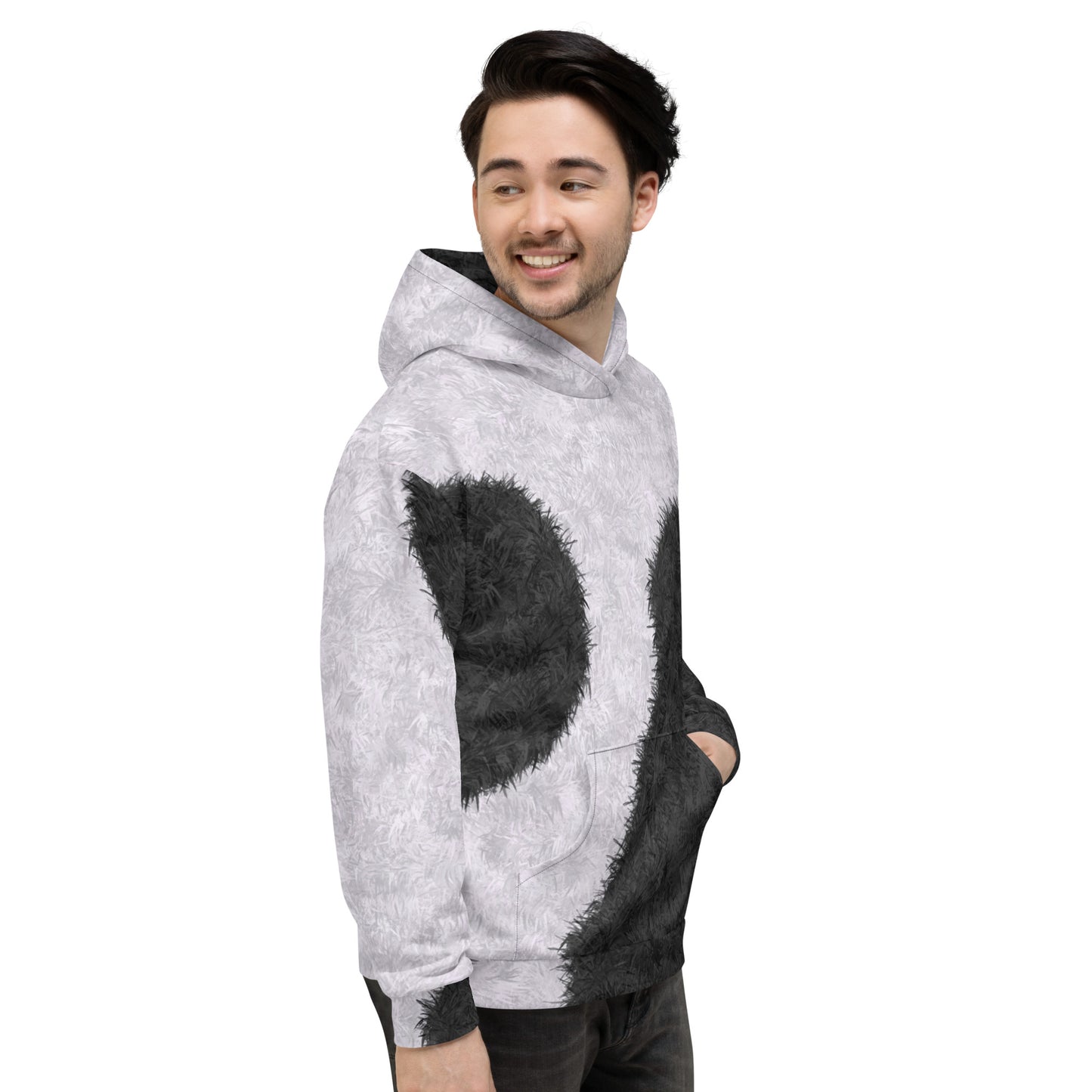 Black and White Fur Print Unisex Hoodie