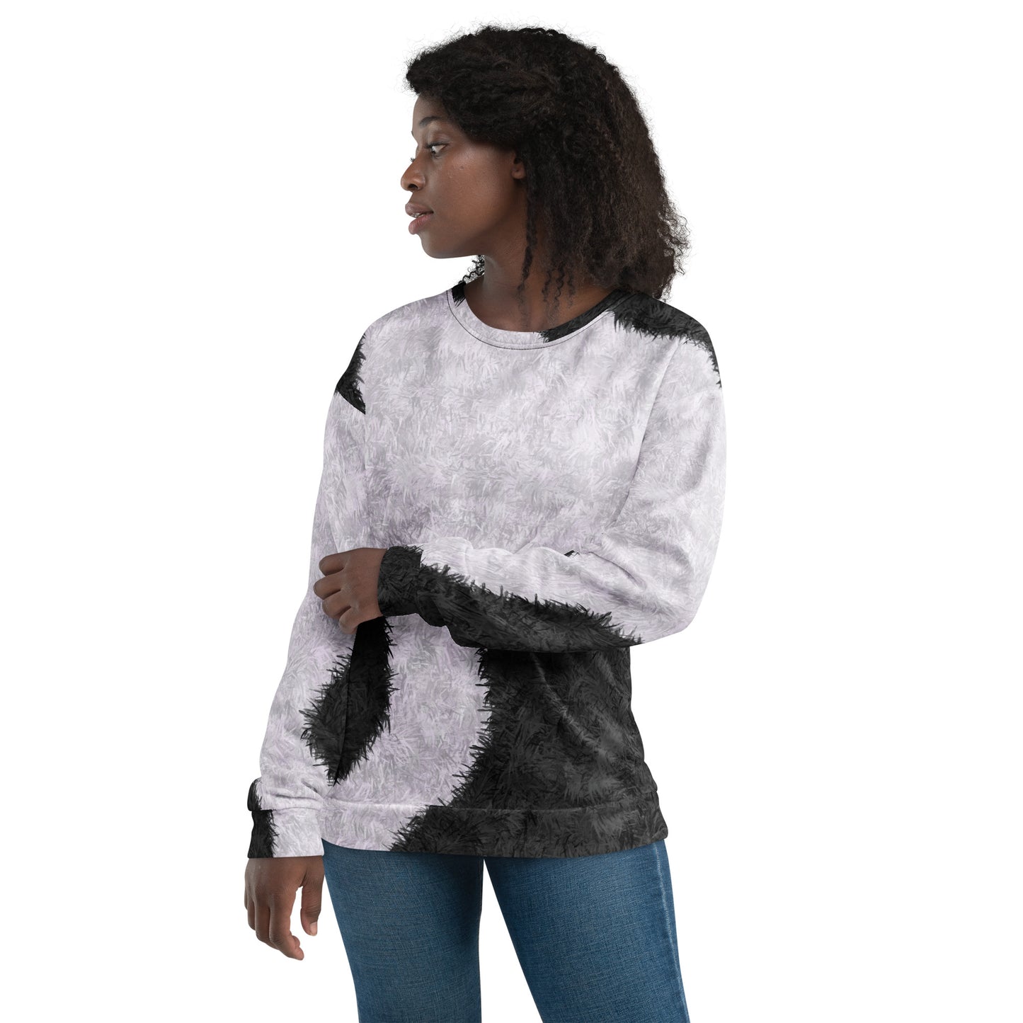 Black and White Fur Pattern Unisex Sweatshirt