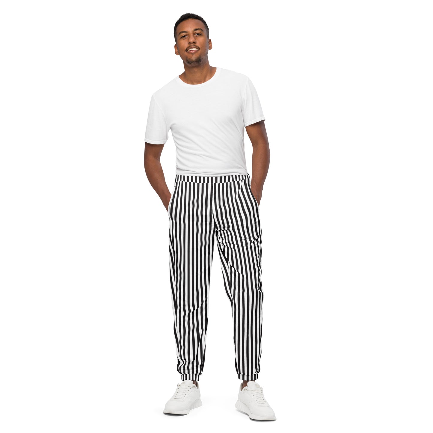 Black and White Stripe Unisex track pants