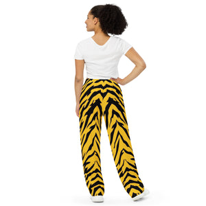 Black and Gold Tiger Stripe Unisex Wide-Leg Pants