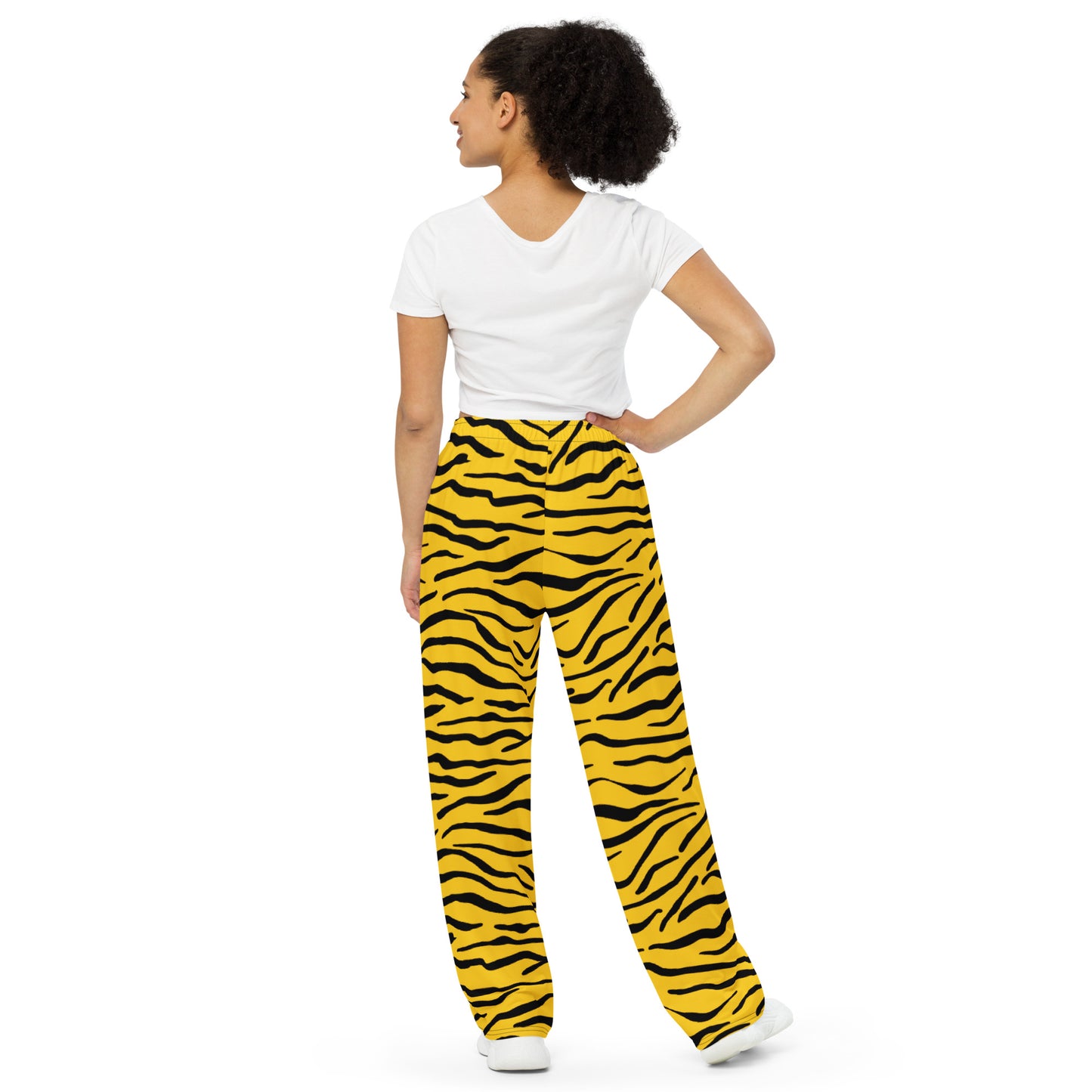 Black and Yellow Tiger Stripe Unisex Wide-Leg Pants