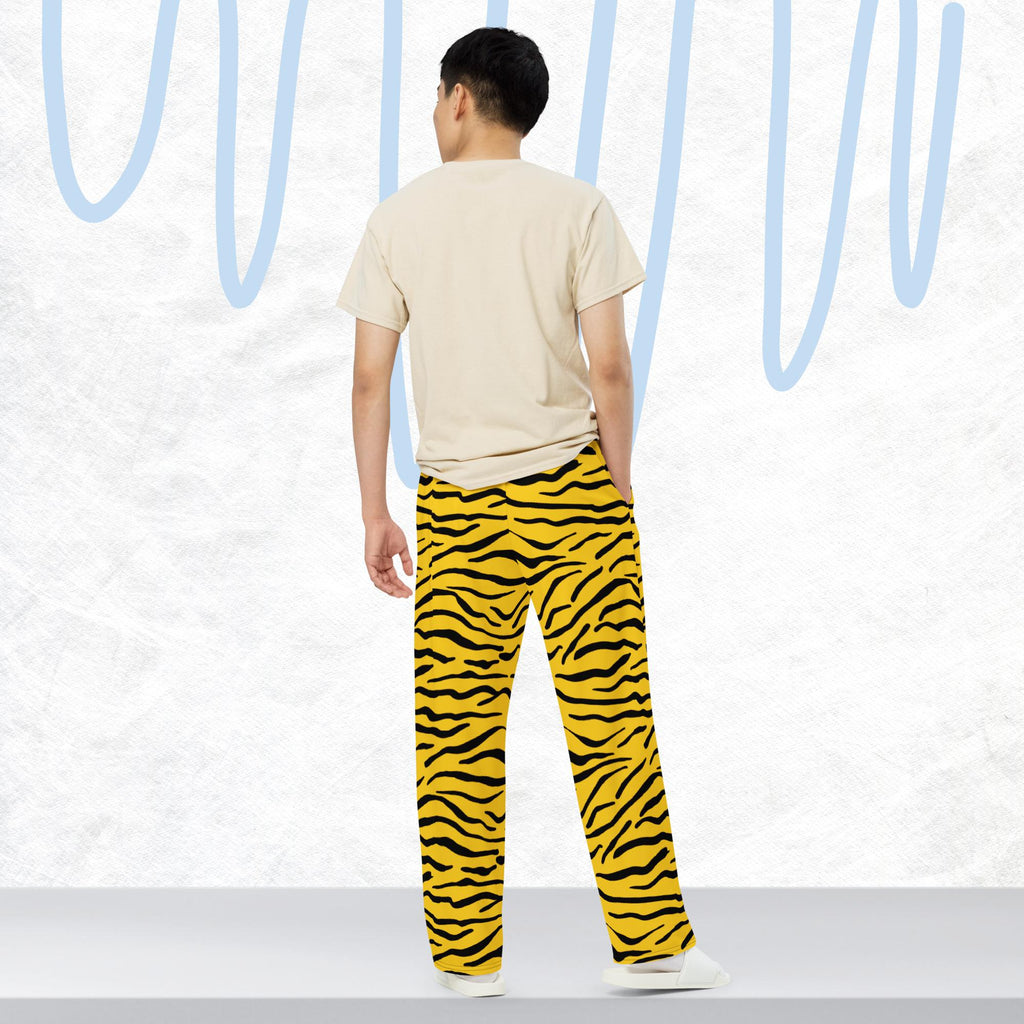 Black and Yellow Tiger Stripe Unisex Wide-Leg Pants