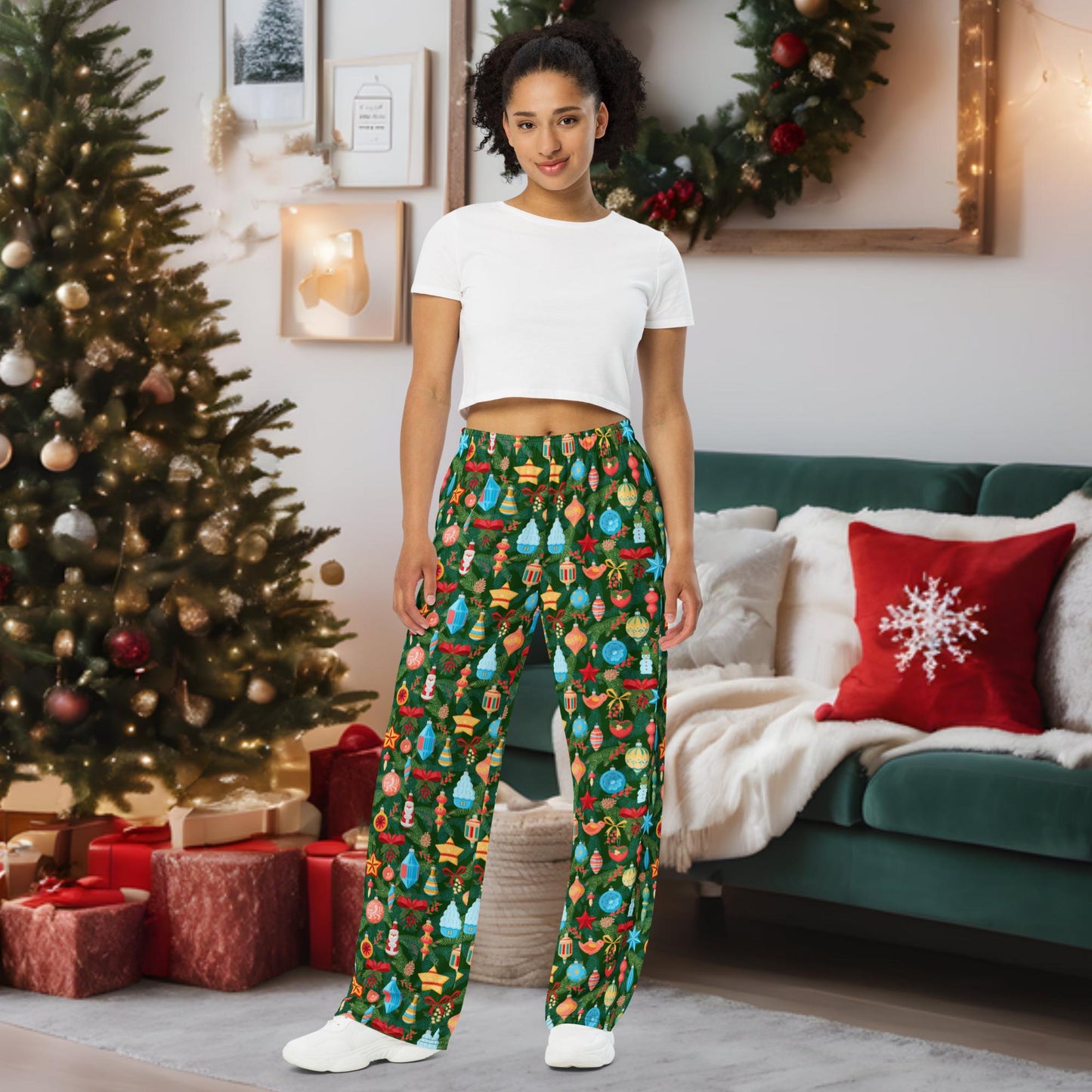 Decorated Tree Unisex Wide-Leg Pants