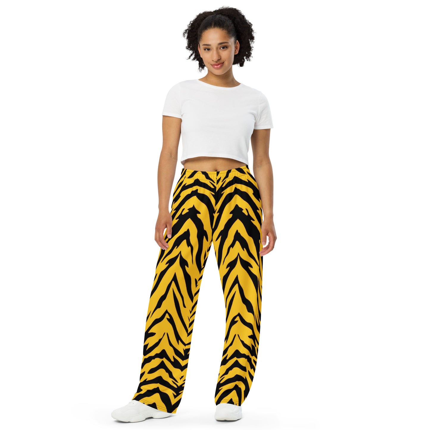 Black and Gold Tiger Stripe Unisex Wide-Leg Pants