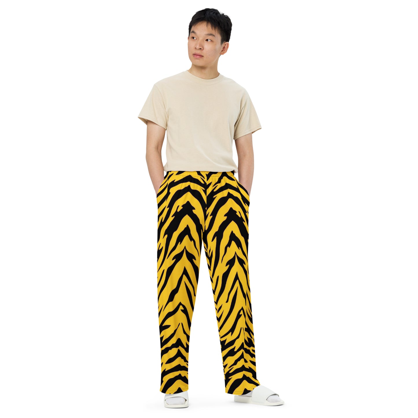 Black and Gold Tiger Stripe Unisex Wide-Leg Pants