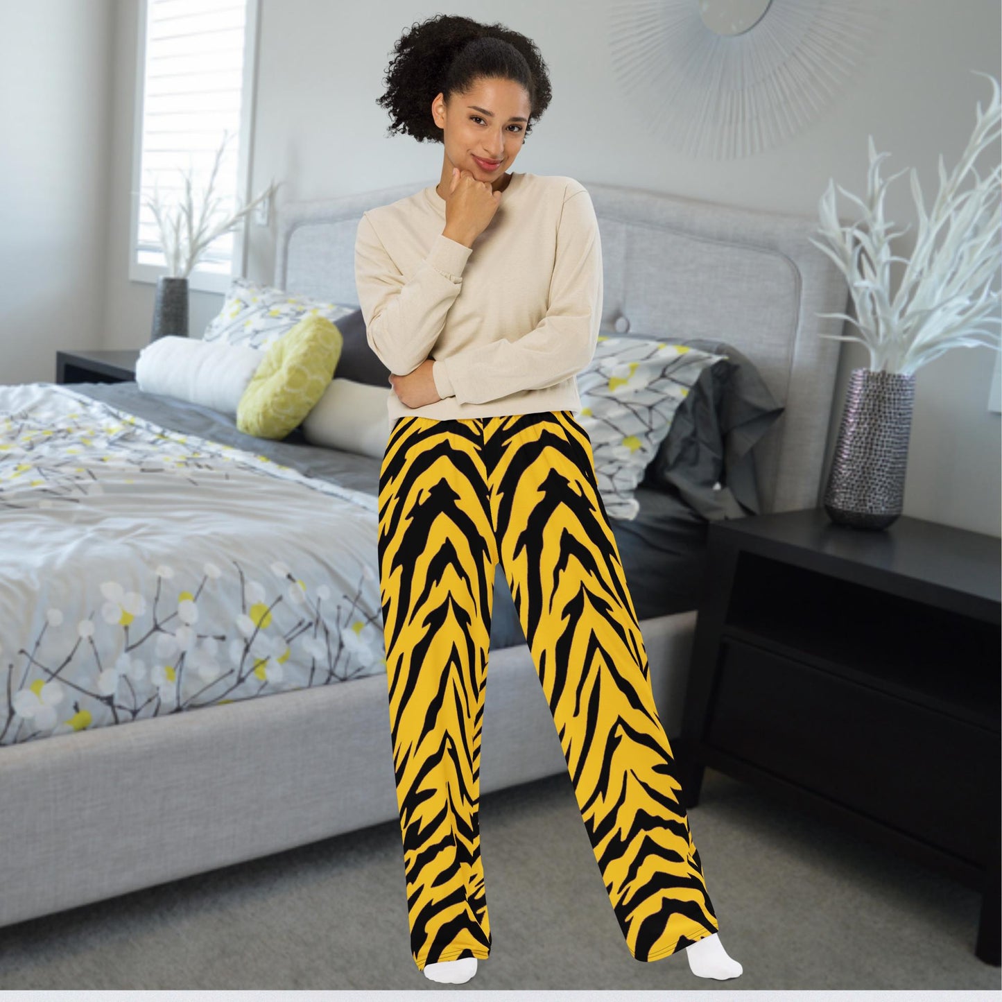 Black and Gold Tiger Stripe Unisex Wide-Leg Pants